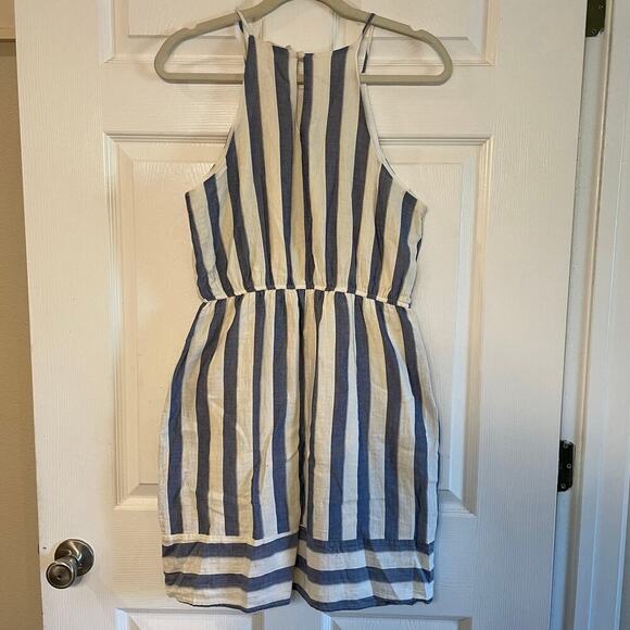 Altar'd State Blue and White Halter Mini Sundress. Size Medium - Picture 2 of 12